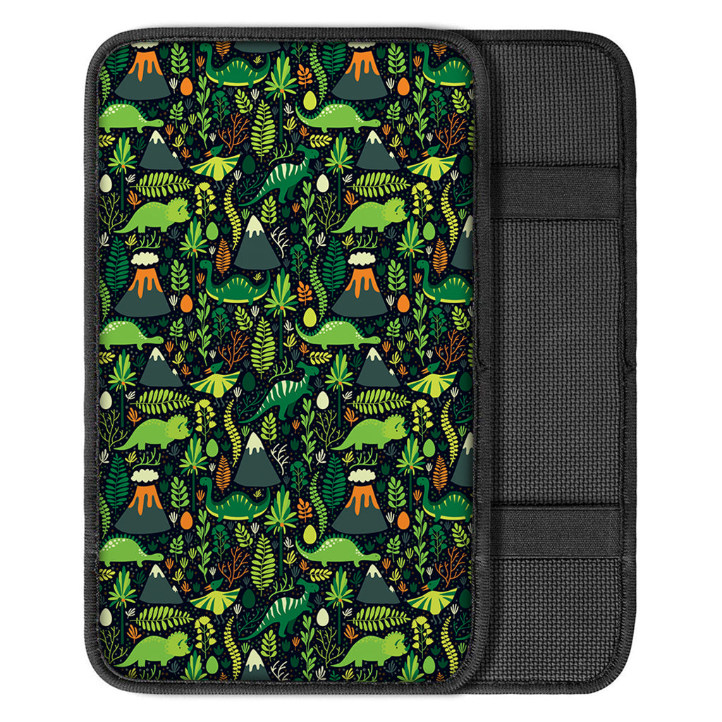 Cute Dinosaur And Floral Pattern Print Car Center Console Cover