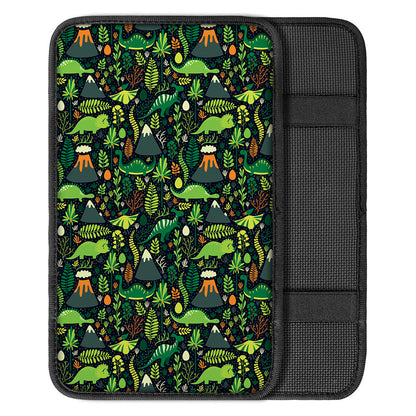 Cute Dinosaur And Floral Pattern Print Car Center Console Cover