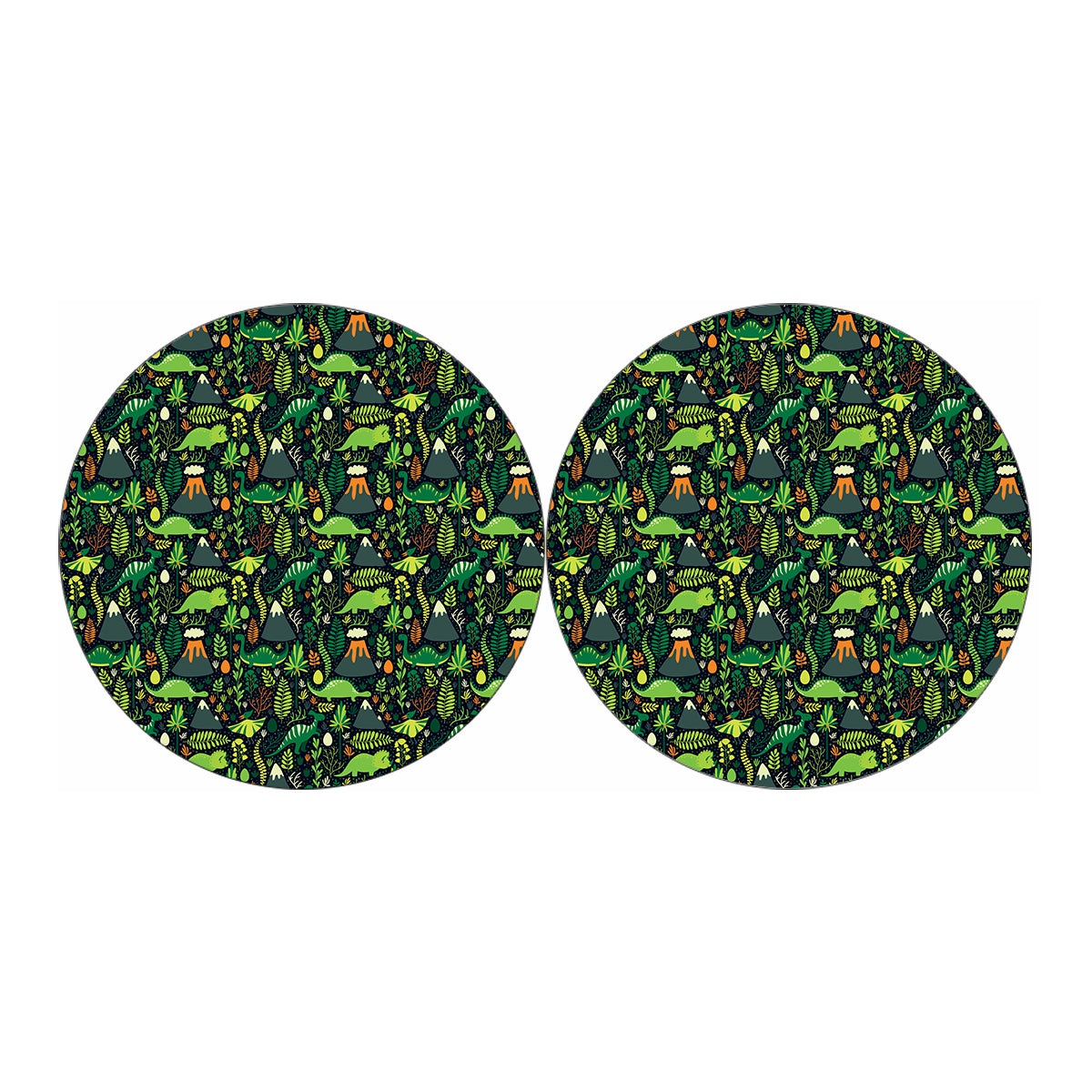 Cute Dinosaur And Floral Pattern Print Car Coasters