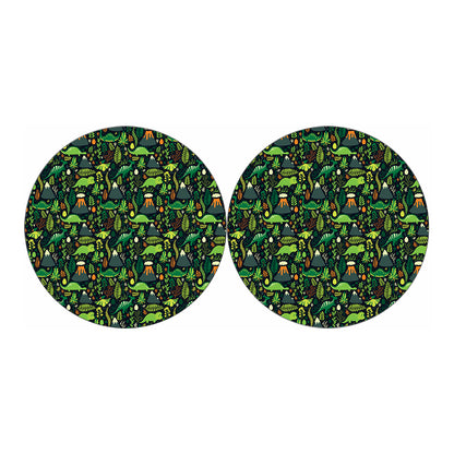 Cute Dinosaur And Floral Pattern Print Car Coasters