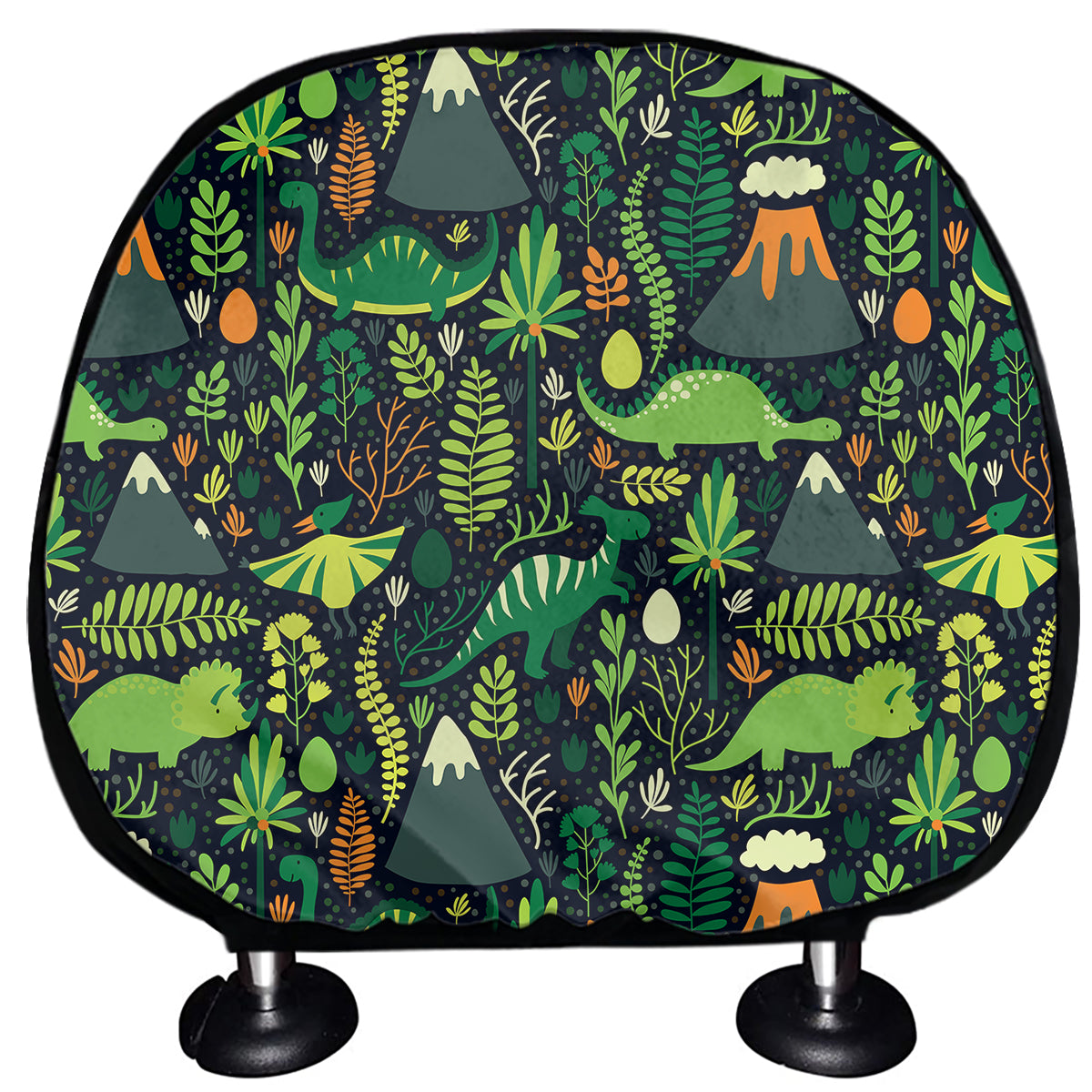 Cute Dinosaur And Floral Pattern Print Car Headrest Covers