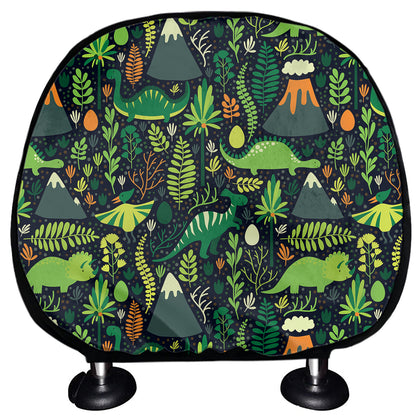 Cute Dinosaur And Floral Pattern Print Car Headrest Covers