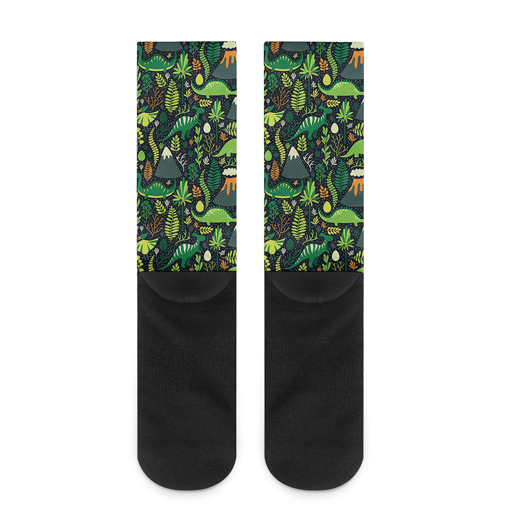 Cute Dinosaur And Floral Pattern Print Crew Socks