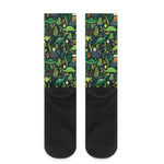 Cute Dinosaur And Floral Pattern Print Crew Socks