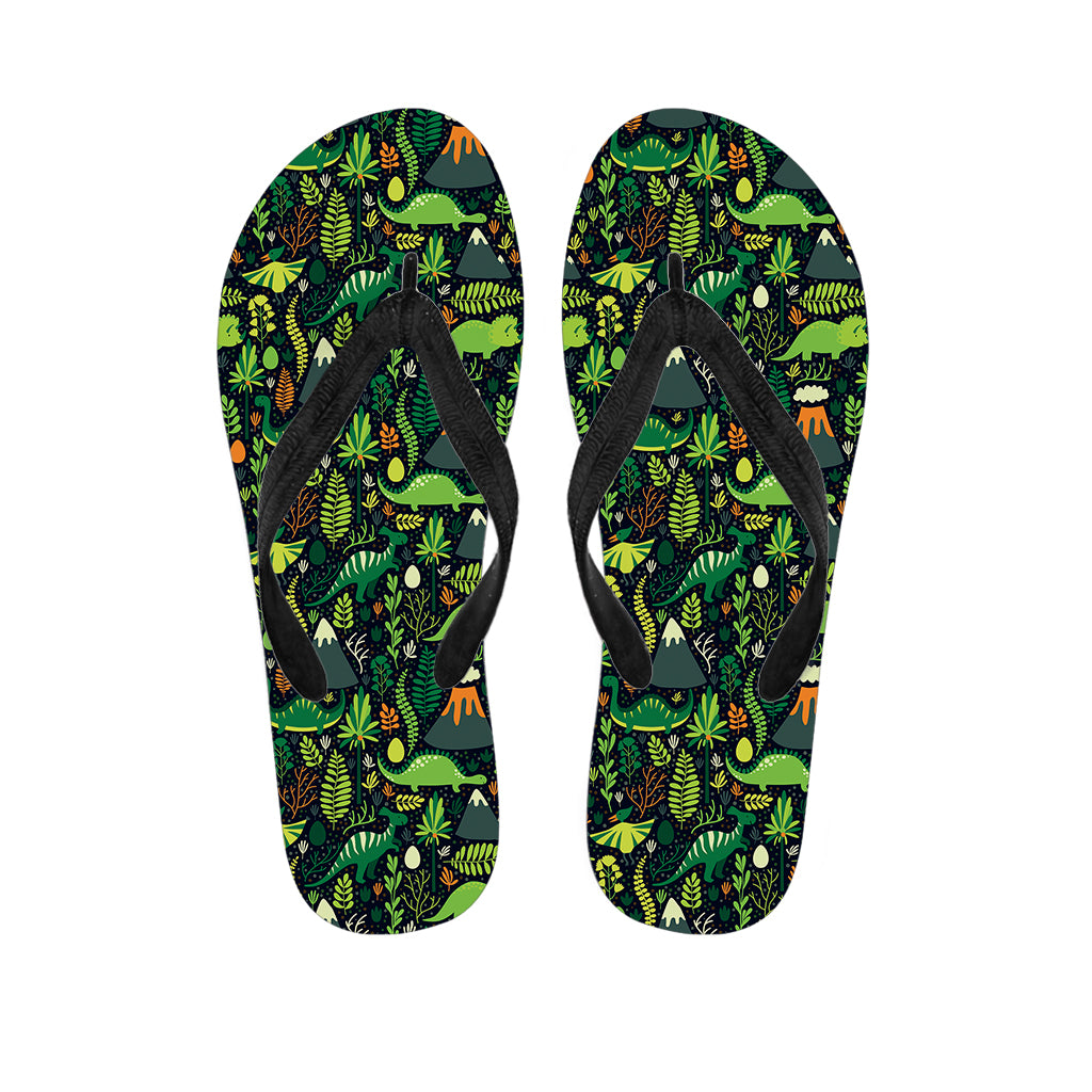 Cute Dinosaur And Floral Pattern Print Flip Flops
