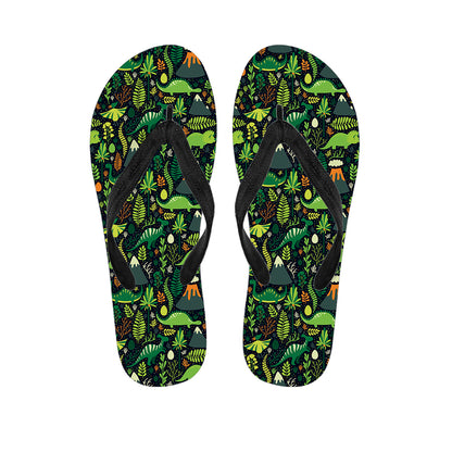Cute Dinosaur And Floral Pattern Print Flip Flops
