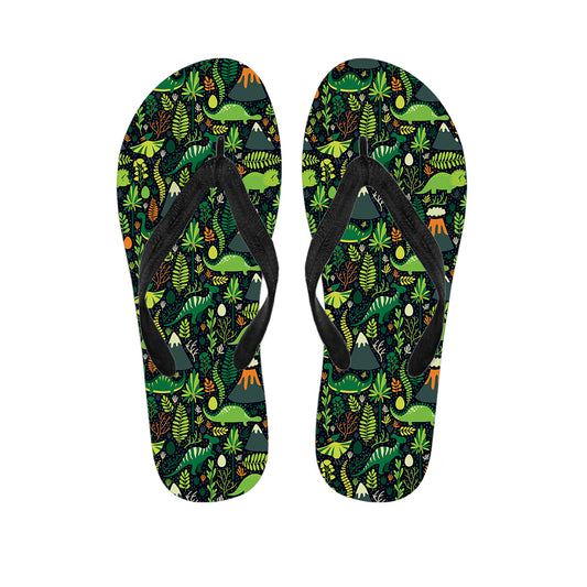Cute Dinosaur And Floral Pattern Print Flip Flops
