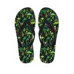 Cute Dinosaur And Floral Pattern Print Flip Flops