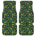 Cute Dinosaur And Floral Pattern Print Front and Back Car Floor Mats