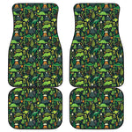 Cute Dinosaur And Floral Pattern Print Front and Back Car Floor Mats