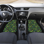 Cute Dinosaur And Floral Pattern Print Front and Back Car Floor Mats