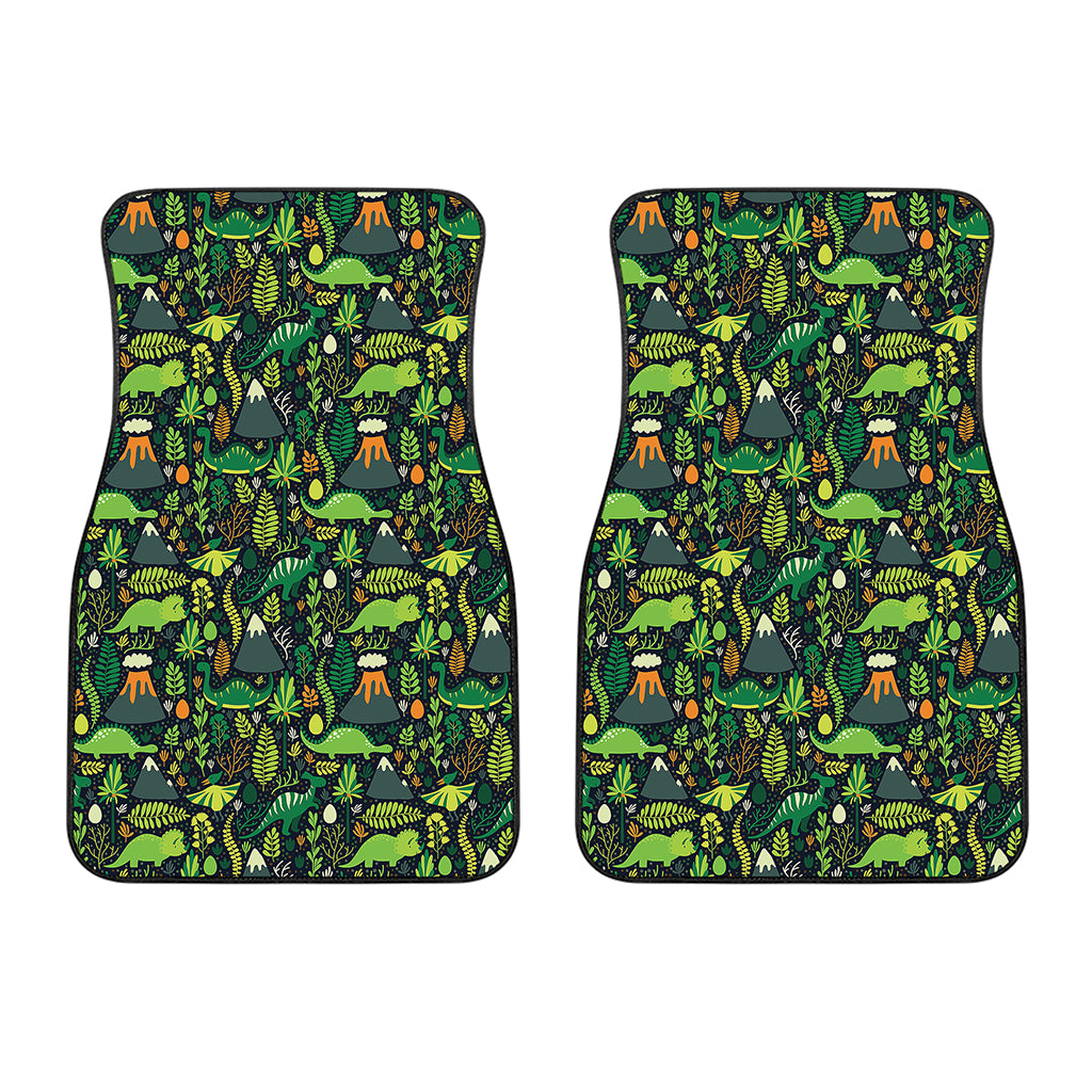 Cute Dinosaur And Floral Pattern Print Front Car Floor Mats