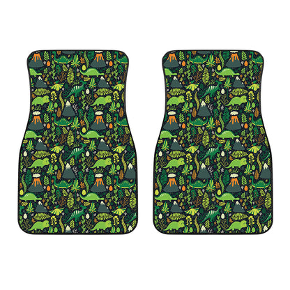Cute Dinosaur And Floral Pattern Print Front Car Floor Mats