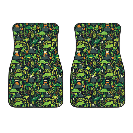 Cute Dinosaur And Floral Pattern Print Front Car Floor Mats