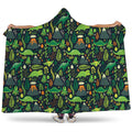 Cute Dinosaur And Floral Pattern Print Hooded Blanket
