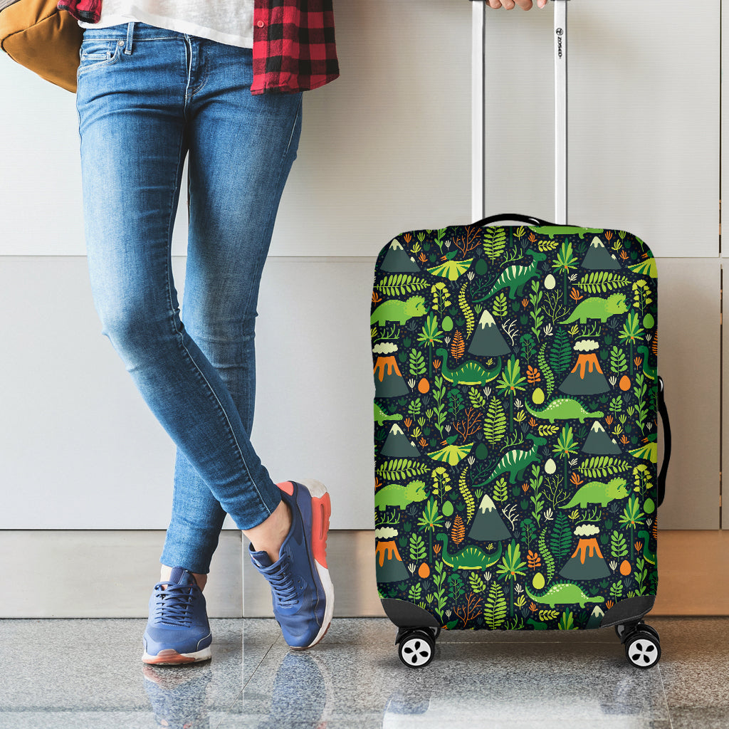 Cute Dinosaur And Floral Pattern Print Luggage Cover