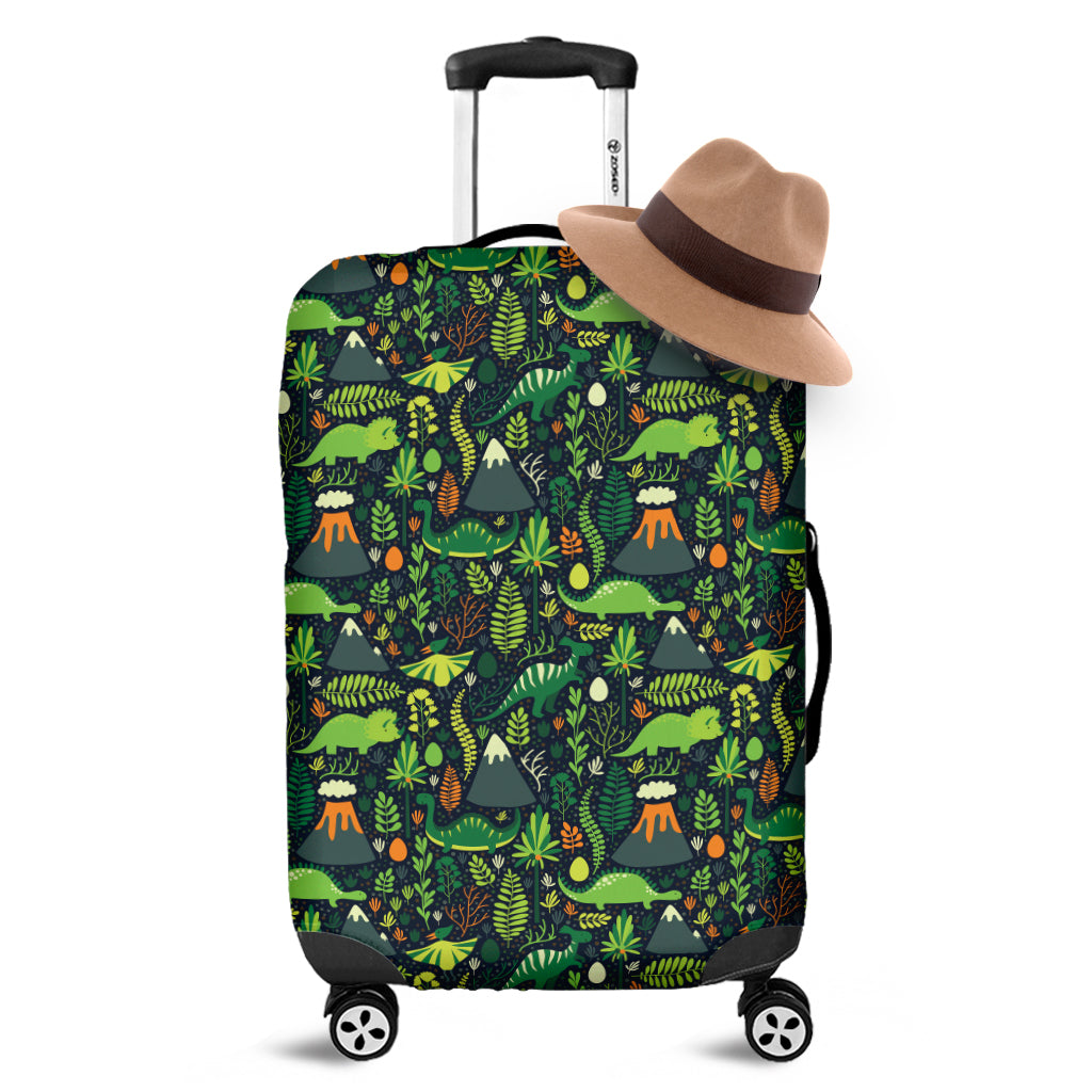 Cute Dinosaur And Floral Pattern Print Luggage Cover