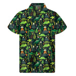 Cute Dinosaur And Floral Pattern Print Men's Short Sleeve Shirt