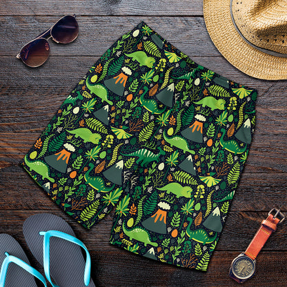 Cute Dinosaur And Floral Pattern Print Men's Shorts