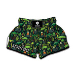 Cute Dinosaur And Floral Pattern Print Muay Thai Boxing Shorts