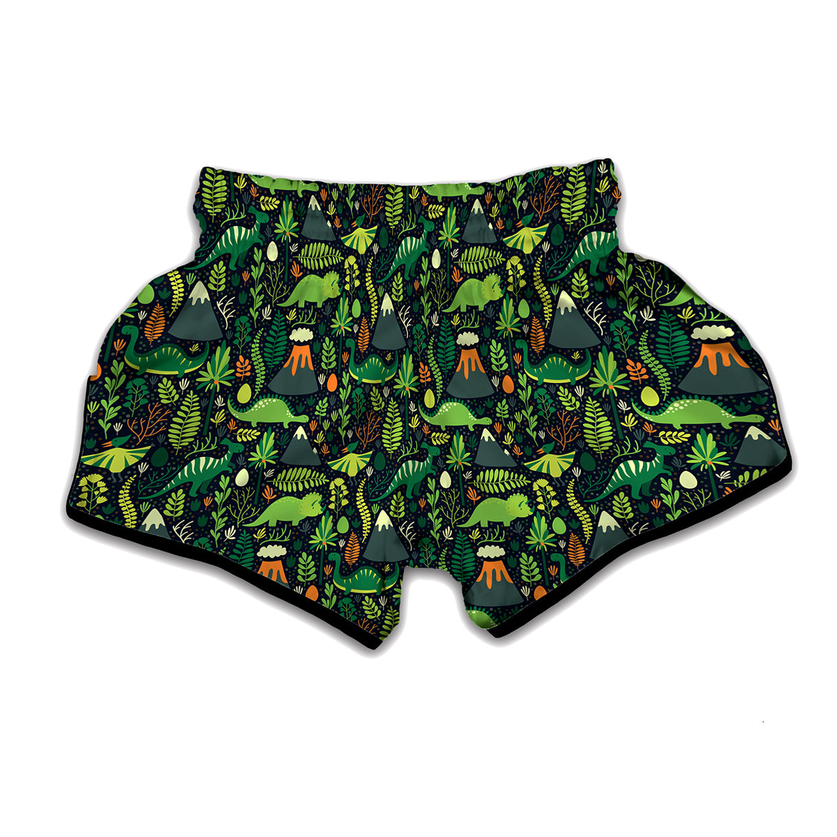 Cute Dinosaur And Floral Pattern Print Muay Thai Boxing Shorts