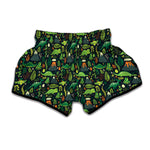 Cute Dinosaur And Floral Pattern Print Muay Thai Boxing Shorts