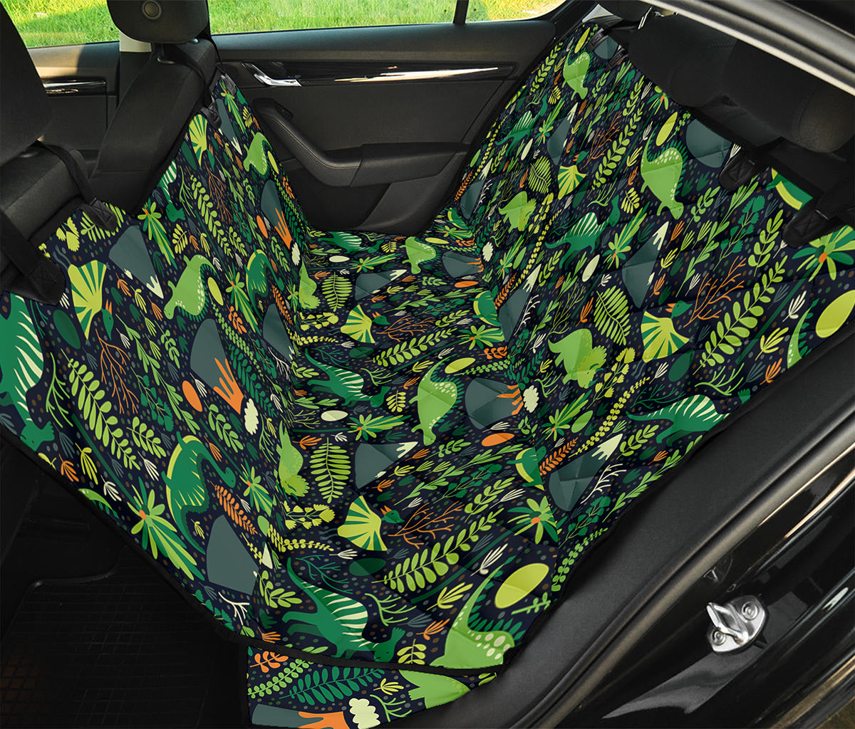 Cute Dinosaur And Floral Pattern Print Pet Car Back Seat Cover
