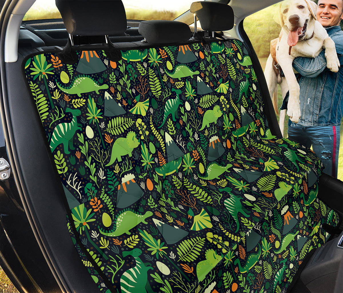 Cute Dinosaur And Floral Pattern Print Pet Car Back Seat Cover