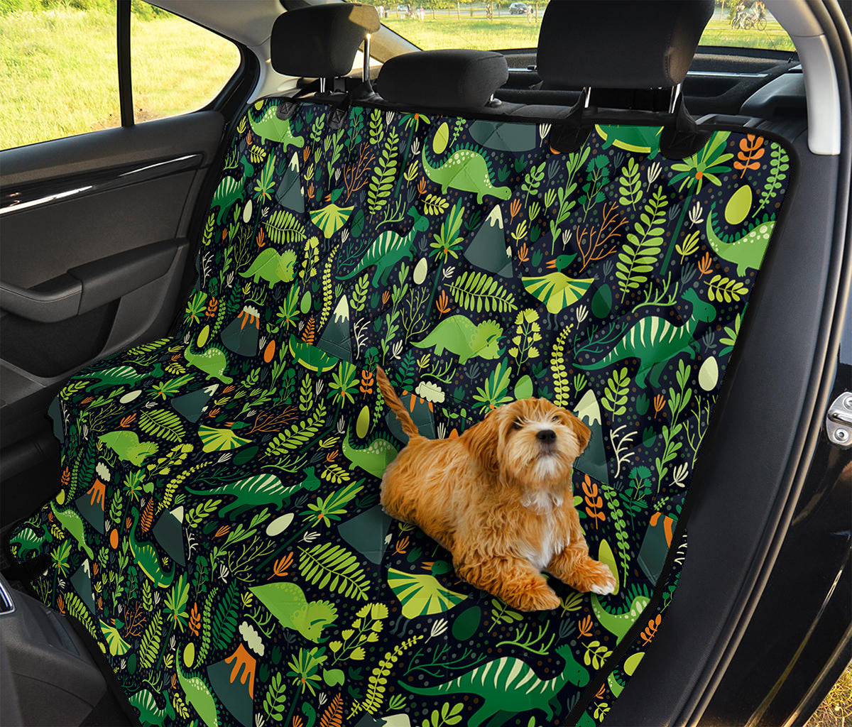 Cute Dinosaur And Floral Pattern Print Pet Car Back Seat Cover