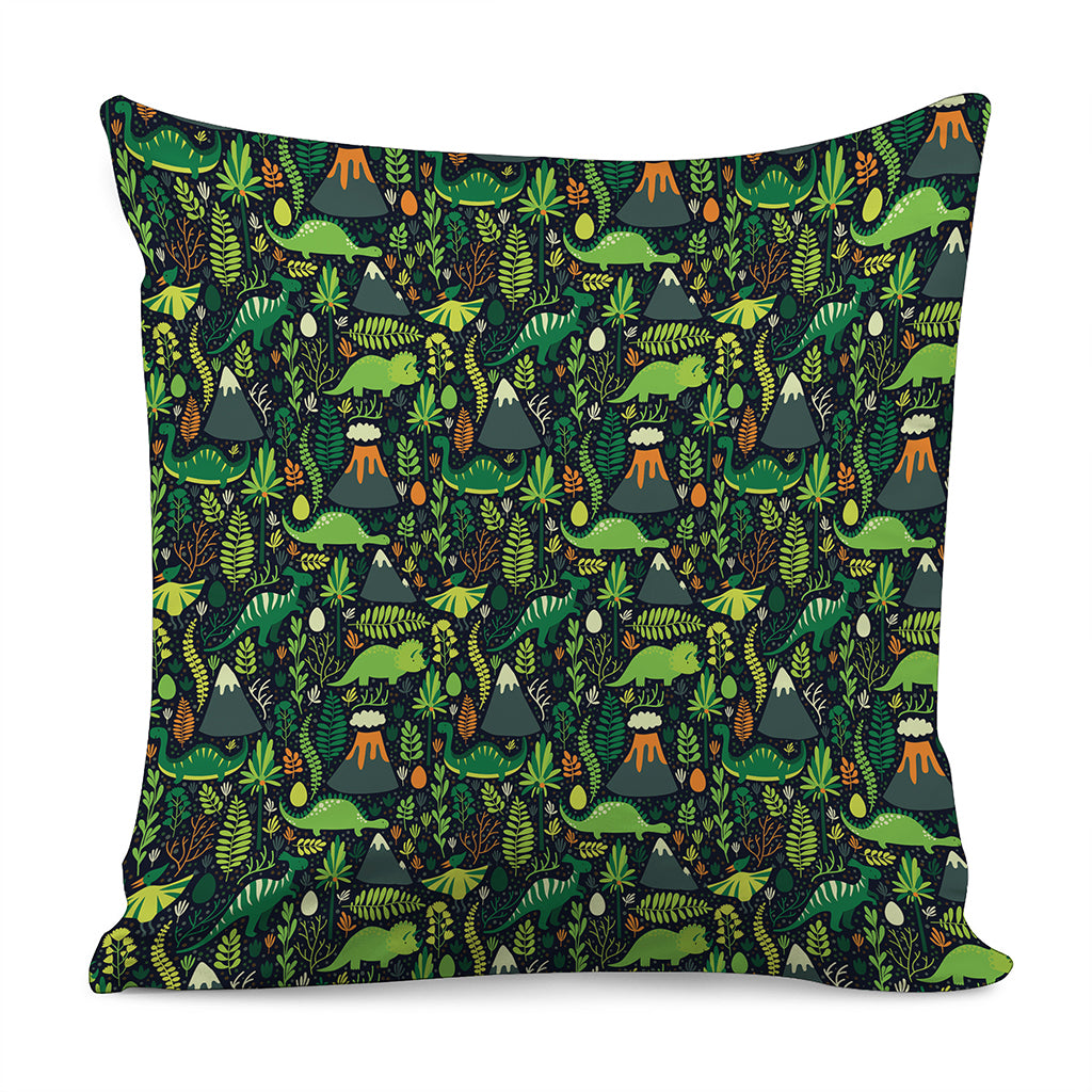Cute Dinosaur And Floral Pattern Print Pillow Cover