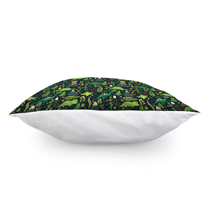 Cute Dinosaur And Floral Pattern Print Pillow Cover