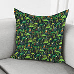 Cute Dinosaur And Floral Pattern Print Pillow Cover