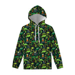 Cute Dinosaur And Floral Pattern Print Pullover Hoodie