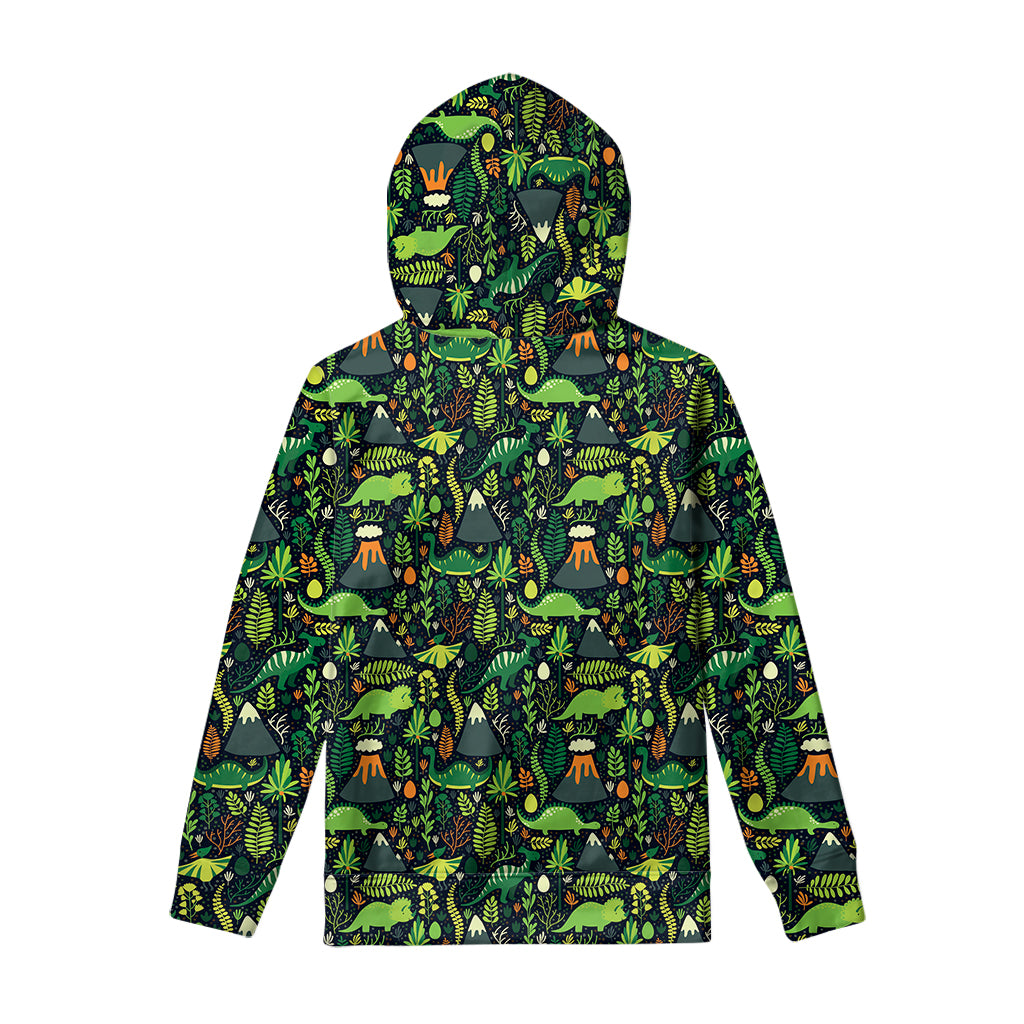Cute Dinosaur And Floral Pattern Print Pullover Hoodie