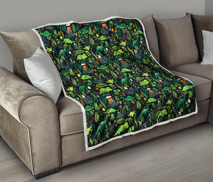 Cute Dinosaur And Floral Pattern Print Quilt