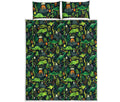 Cute Dinosaur And Floral Pattern Print Quilt Bed Set