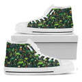 Cute Dinosaur And Floral Pattern Print White High Top Sneakers
