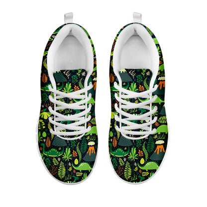 Cute Dinosaur And Floral Pattern Print White Sneakers