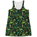 Cute Dinosaur And Floral Pattern Print Women's Racerback Tank Top