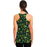 Cute Dinosaur And Floral Pattern Print Women's Racerback Tank Top