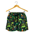 Cute Dinosaur And Floral Pattern Print Women's Shorts