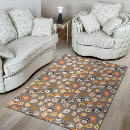 Cute Dog Emoji Pattern Print Area Rug
