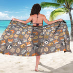 Cute Dog Emoji Pattern Print Beach Sarong Wrap