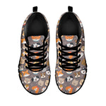 Cute Dog Emoji Pattern Print Black Sneakers