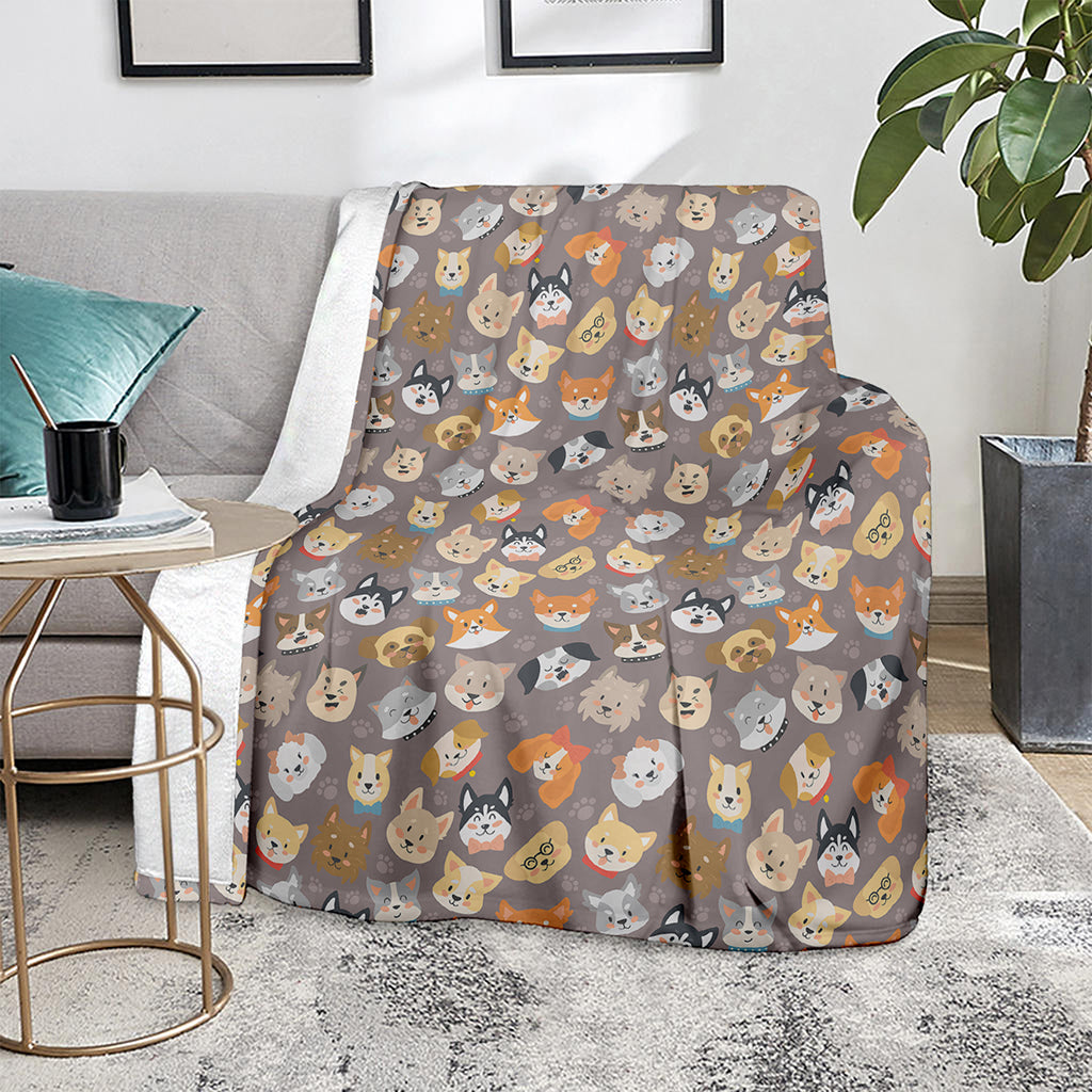 Cute Dog Emoji Pattern Print Blanket