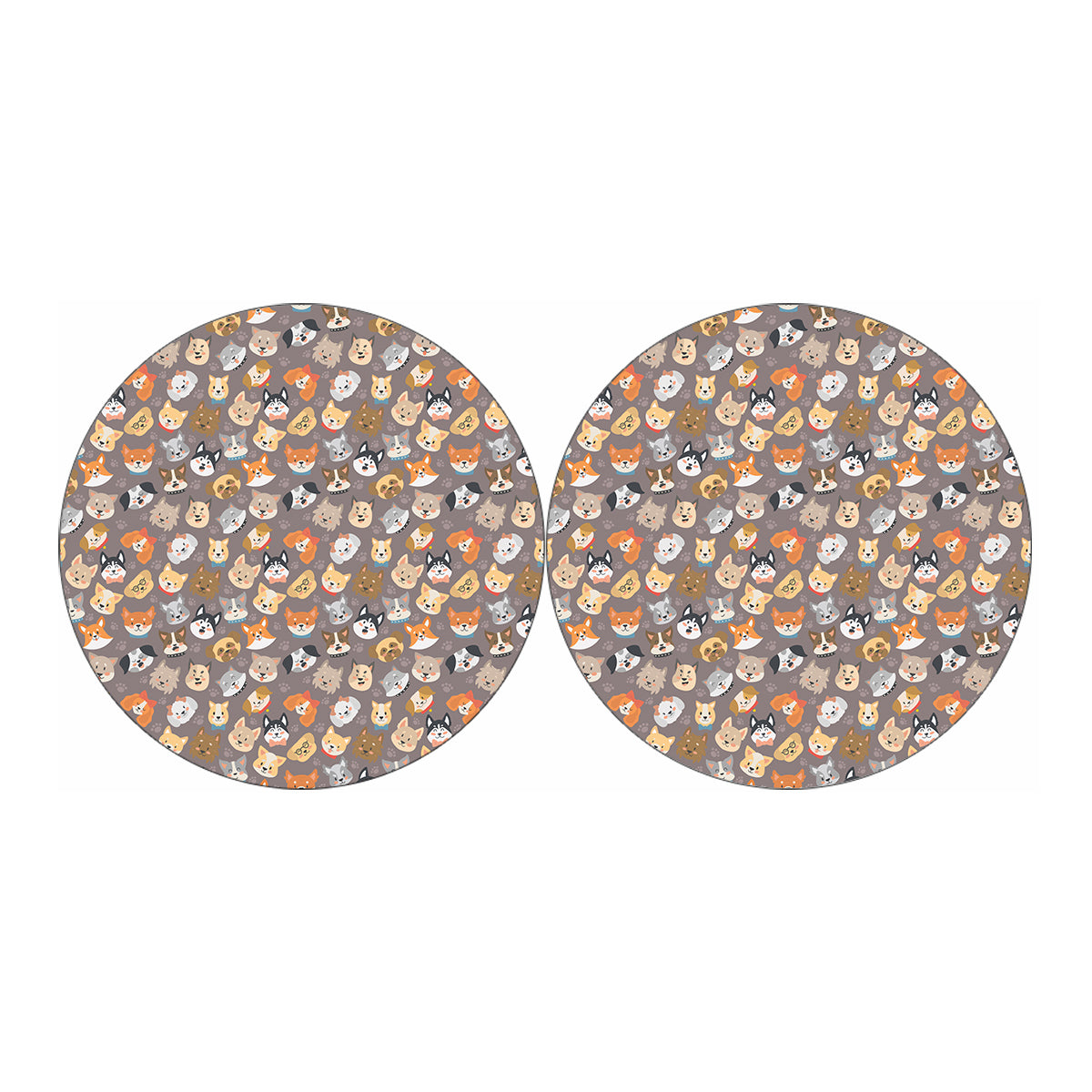 Cute Dog Emoji Pattern Print Car Coasters