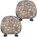 Cute Dog Emoji Pattern Print Car Headrest Covers