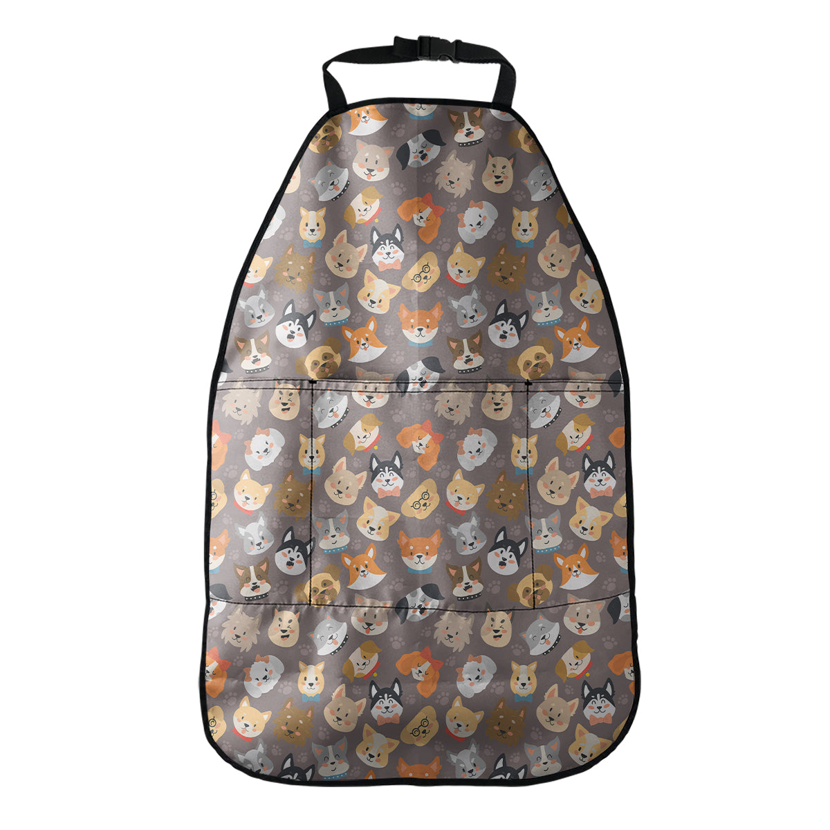 Cute Dog Emoji Pattern Print Car Seat Organizers
