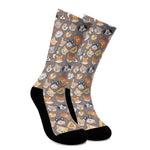 Cute Dog Emoji Pattern Print Crew Socks