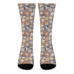 Cute Dog Emoji Pattern Print Crew Socks